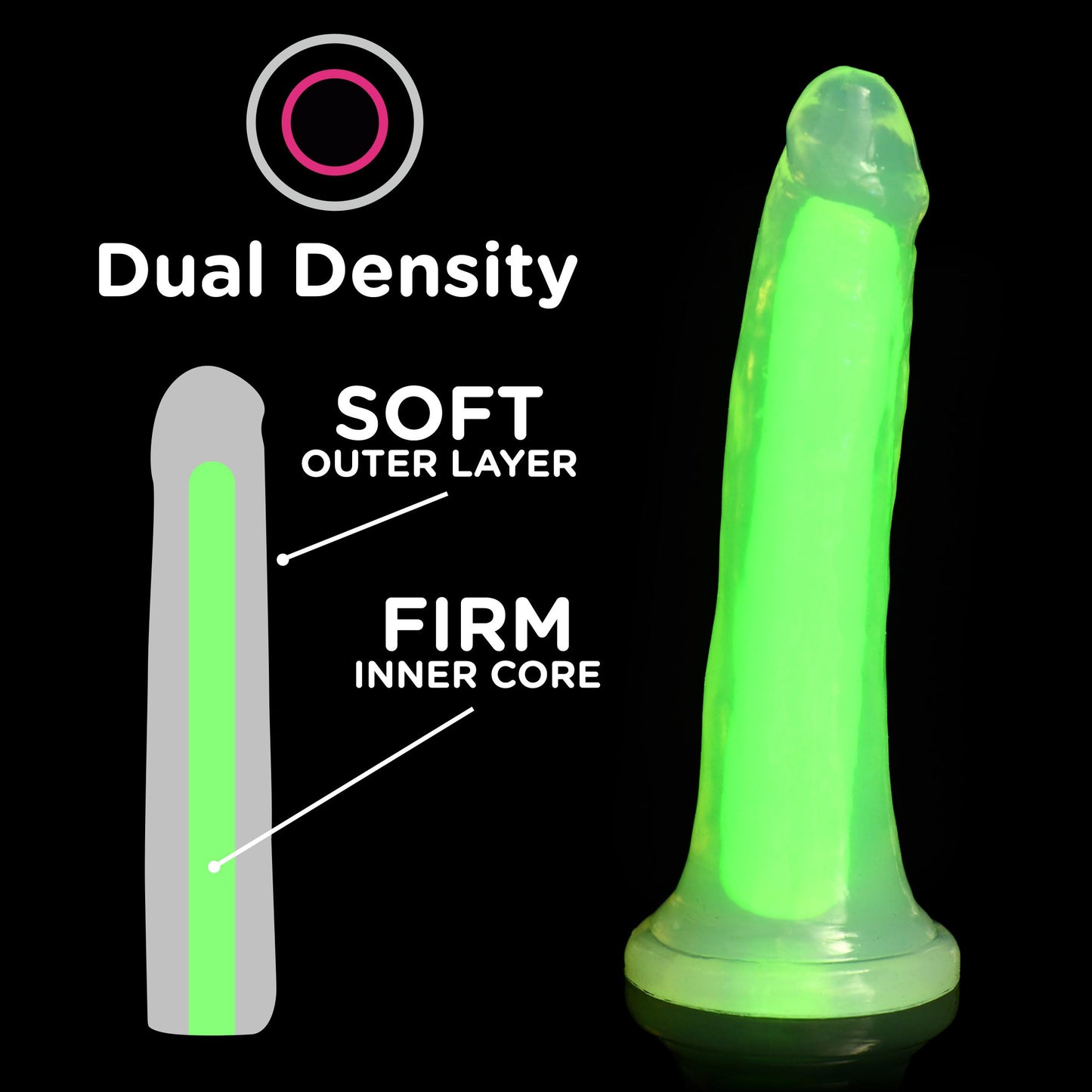 7 Inch Glow-in-the-dark Silicone Dildo - Green